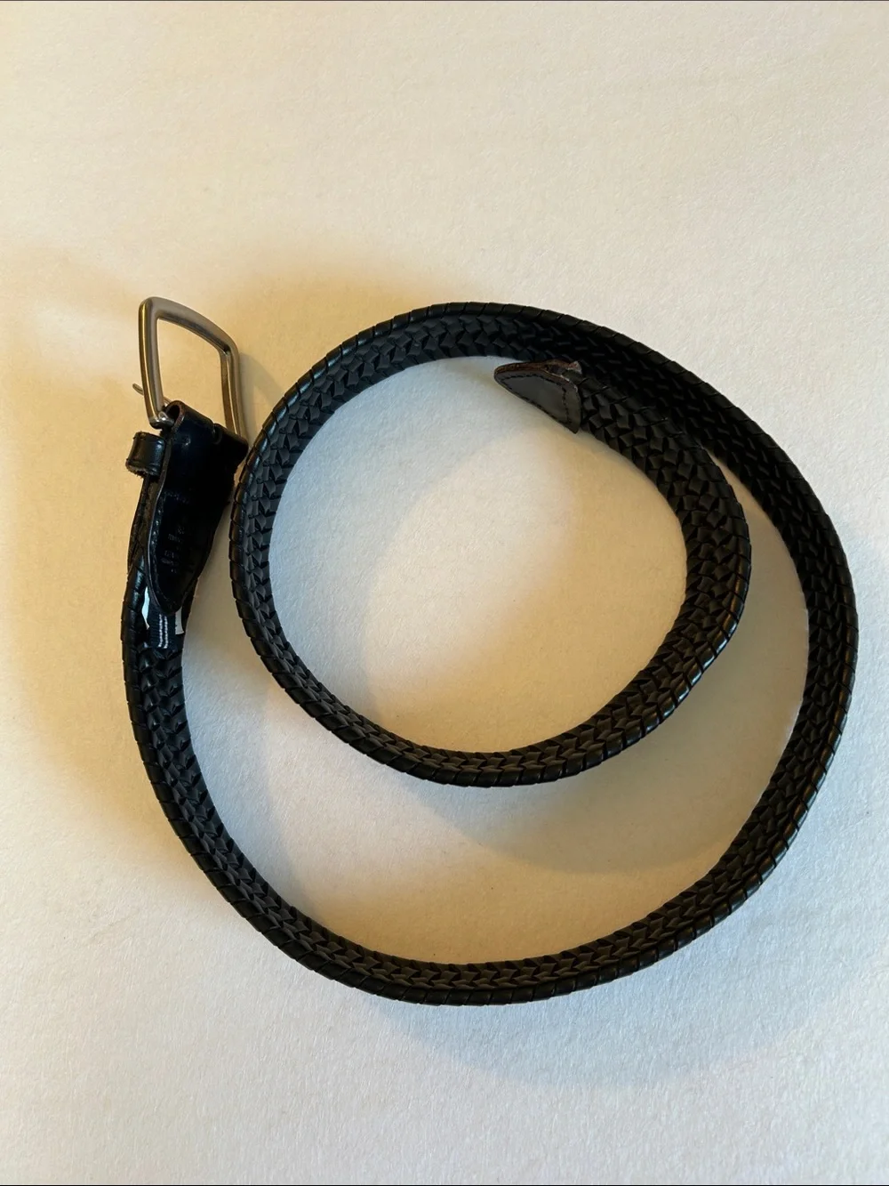Nautica Black Braided Leather Belt with Silver Buckle